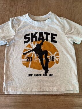 Little Bipsy Light Gray Tee with Orange & Black Skate Graphic